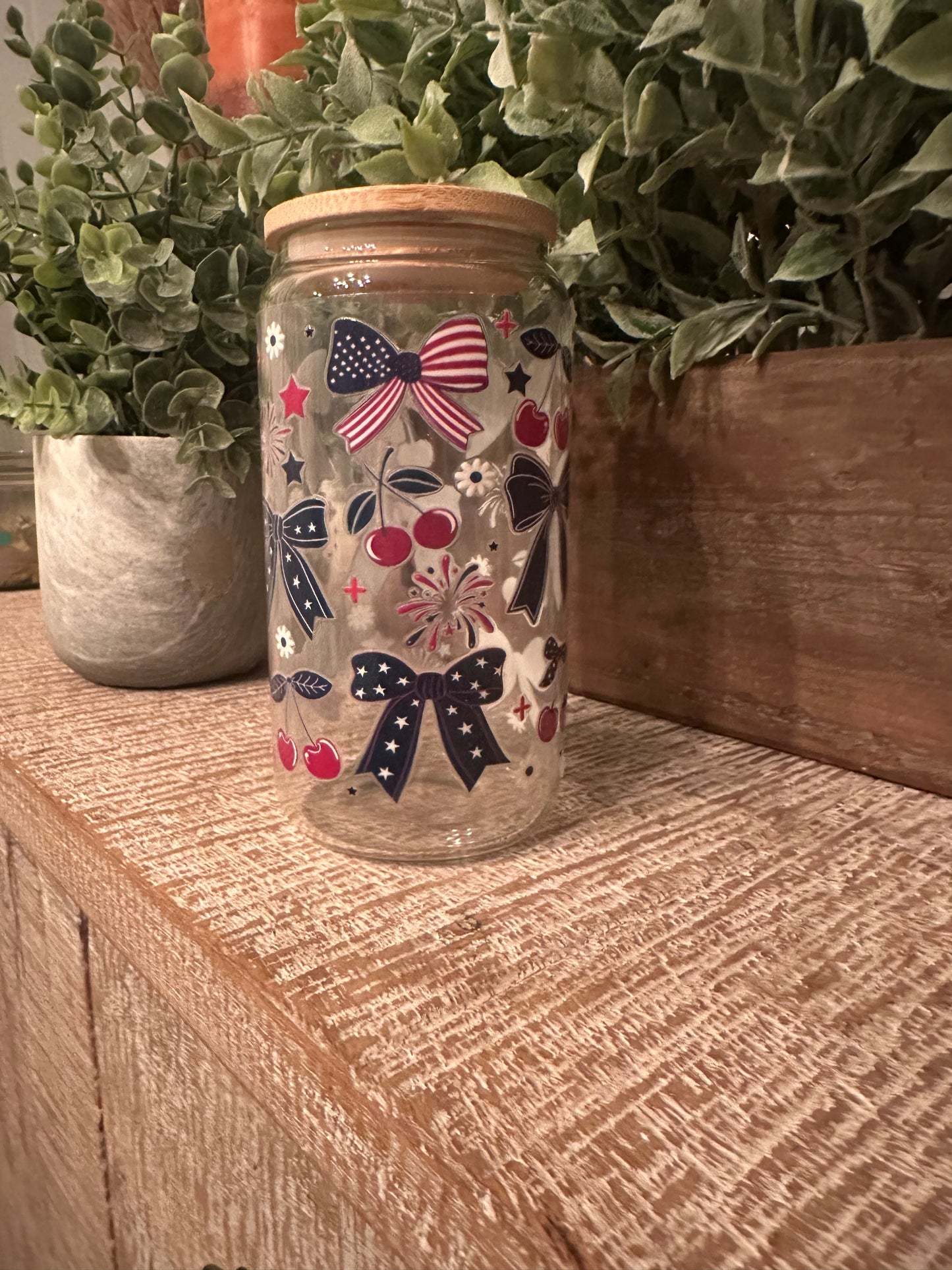 16oz 4th Of July “Cherry & Bows” UV DTF