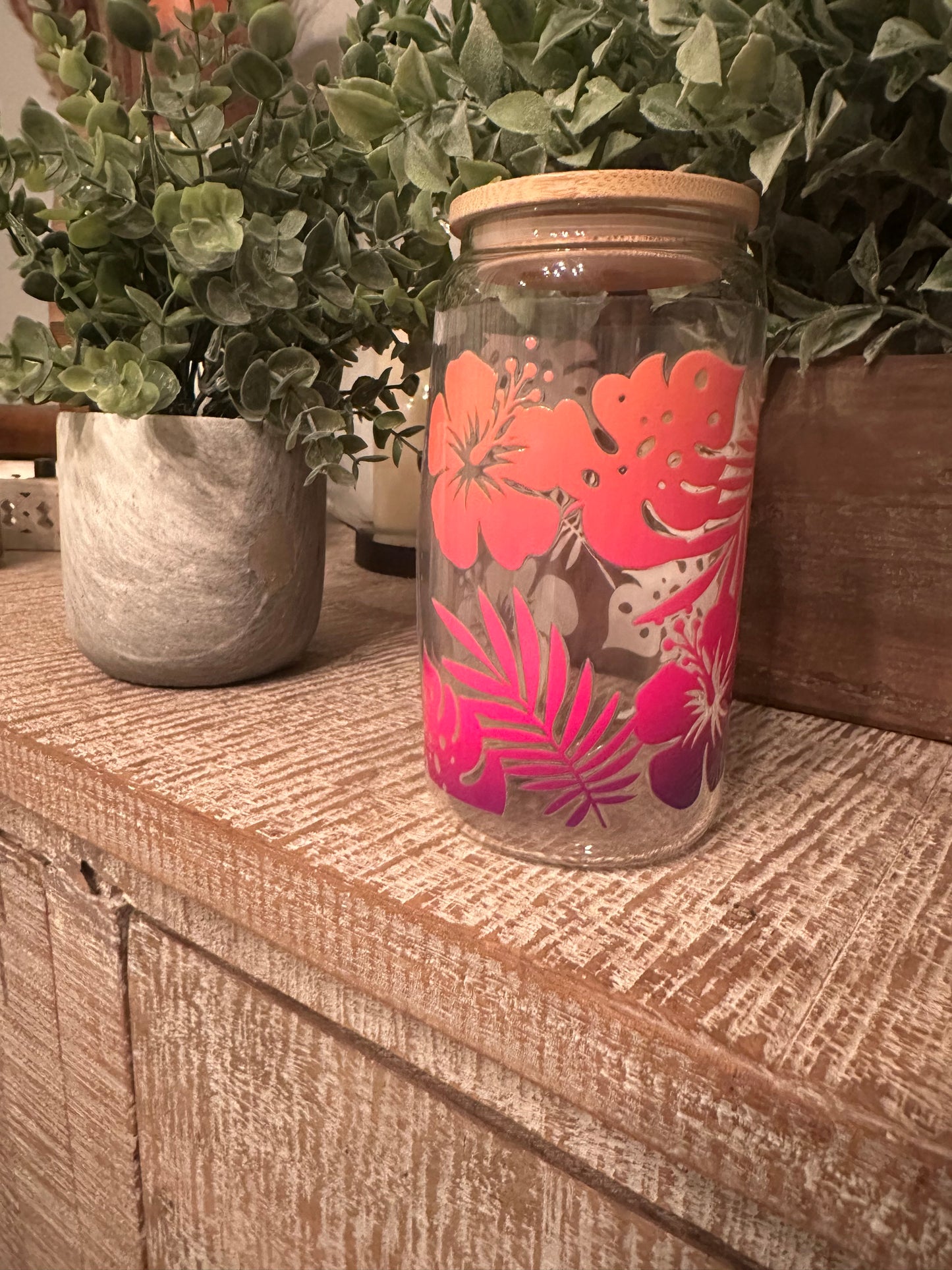 16oz UV DTF “Hawaiian Flower” Libby Cup