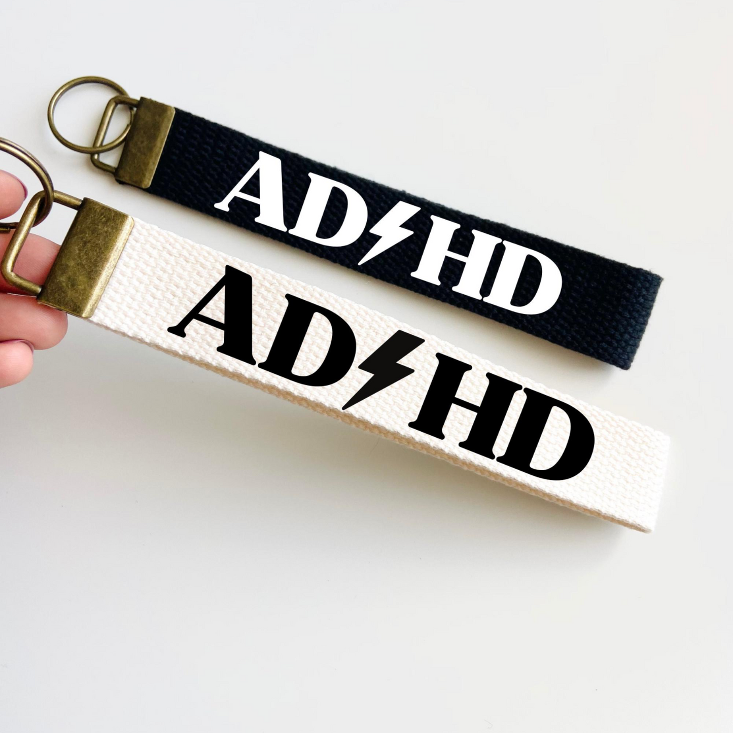 ADHD Keychain | Funny Lightning Bolt Key Fob ⚡️🧠 | Mental Health Awareness Gift | Quirky Wristlet for Neurodivergent Babes