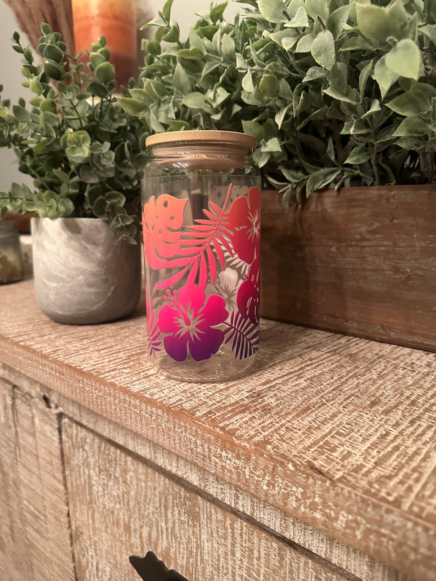 16oz UV DTF “Hawaiian Flower” Libby Cup