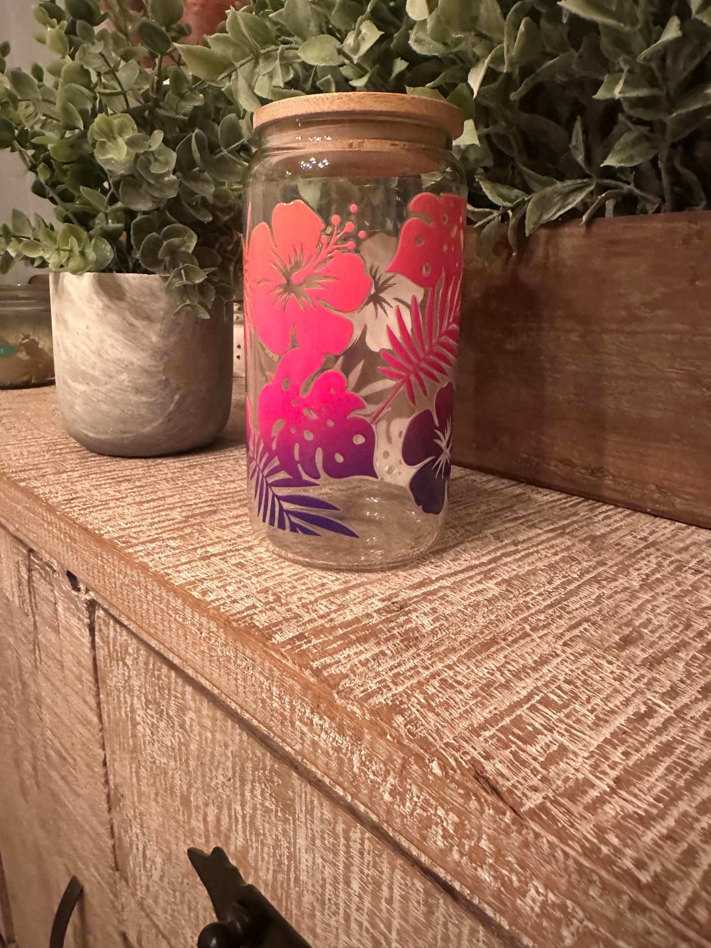 16oz UV DTF “Hawaiian Flower” Libby Cup