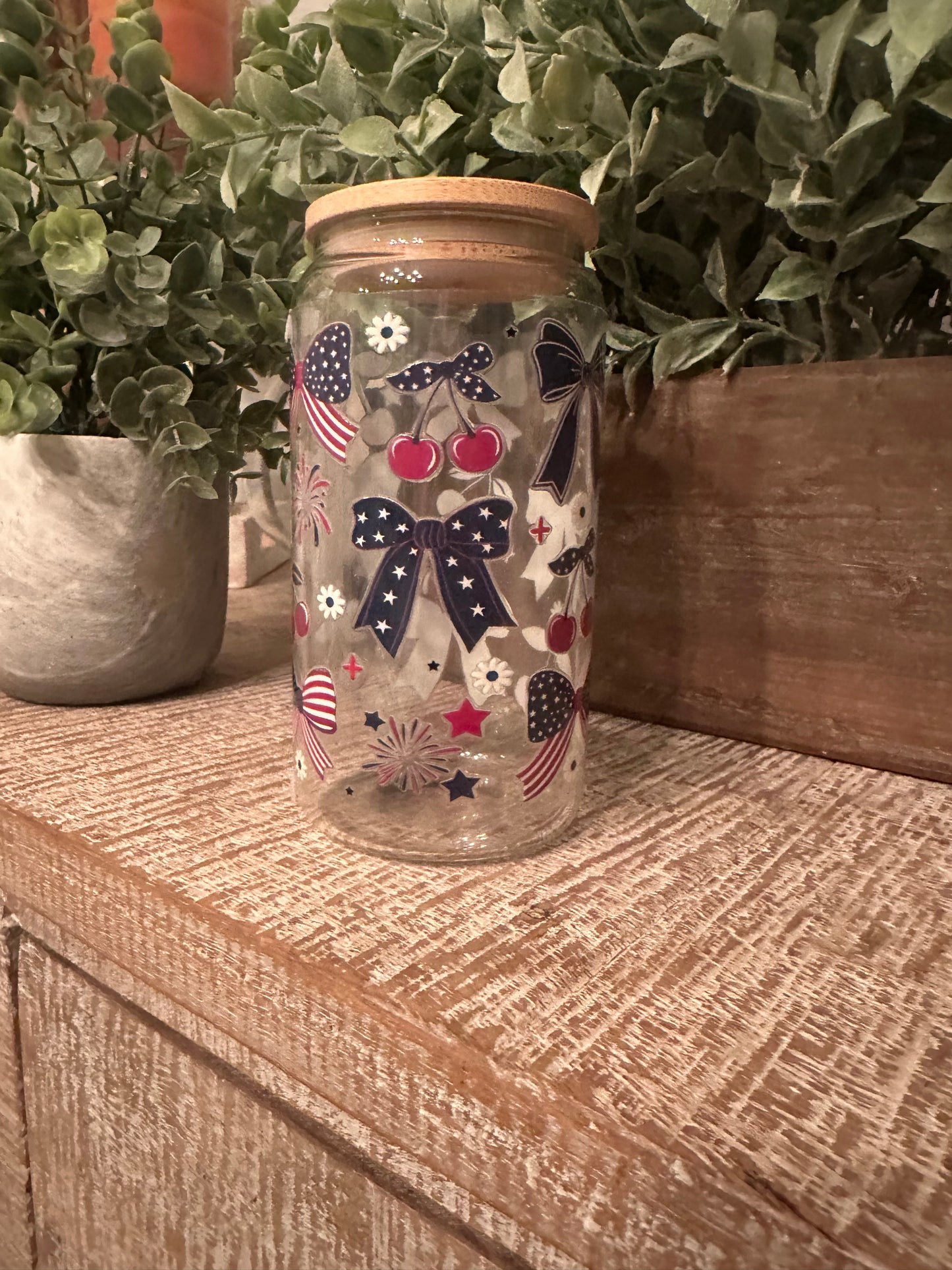 16oz 4th Of July “Cherry & Bows” UV DTF