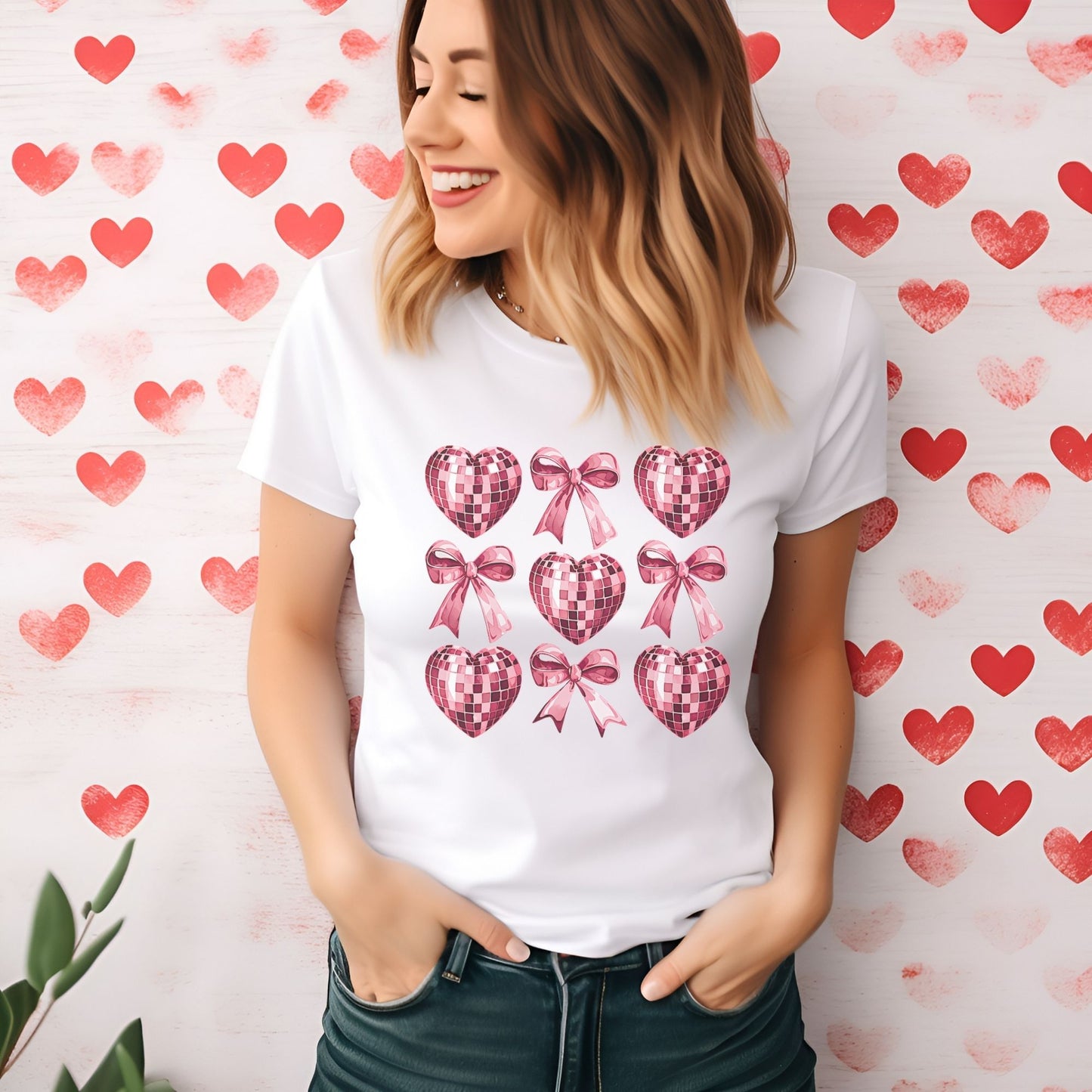 "Heart Disco & Bows" Valentine’s Tee 💕✨