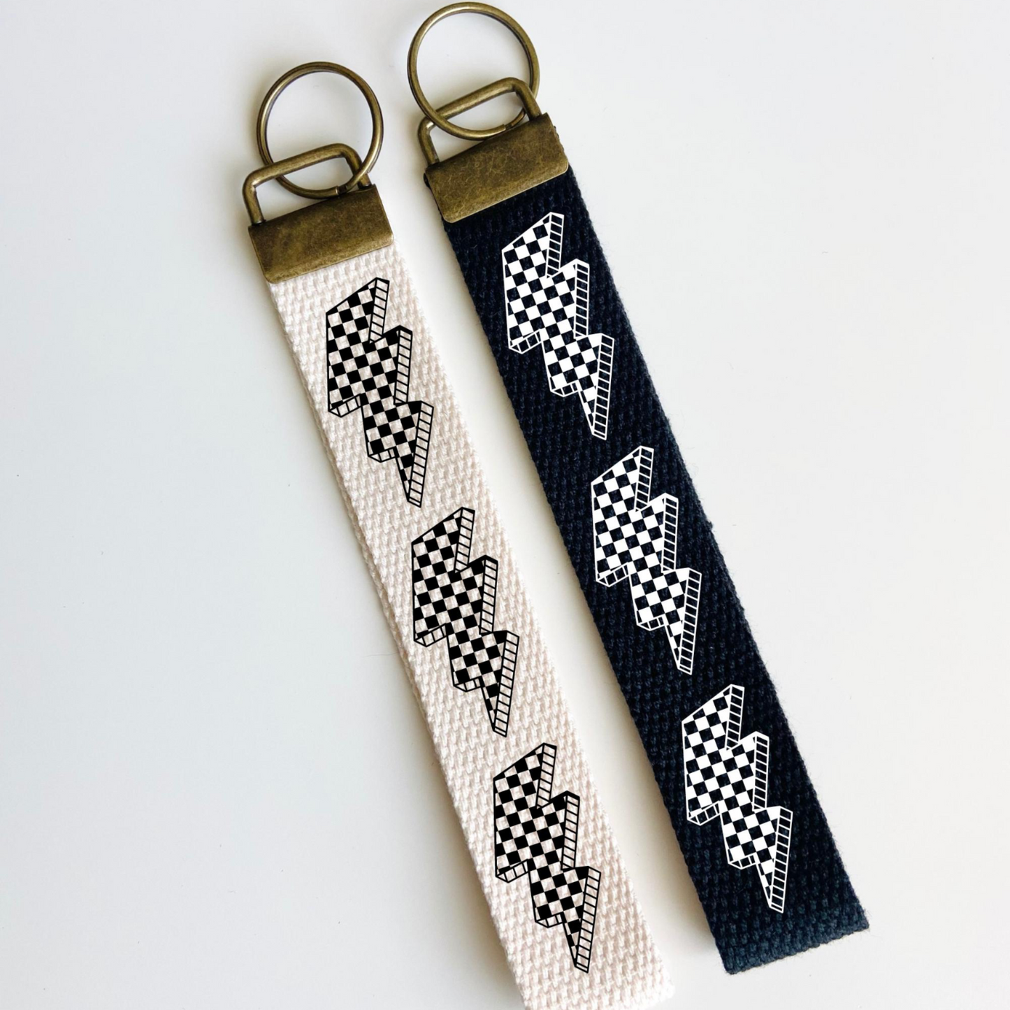 ⚡️✨ Lightning Bolts Keychain Keyfob ⚡️✨ | Bold Vinyl Design on Black or Sand Canvas