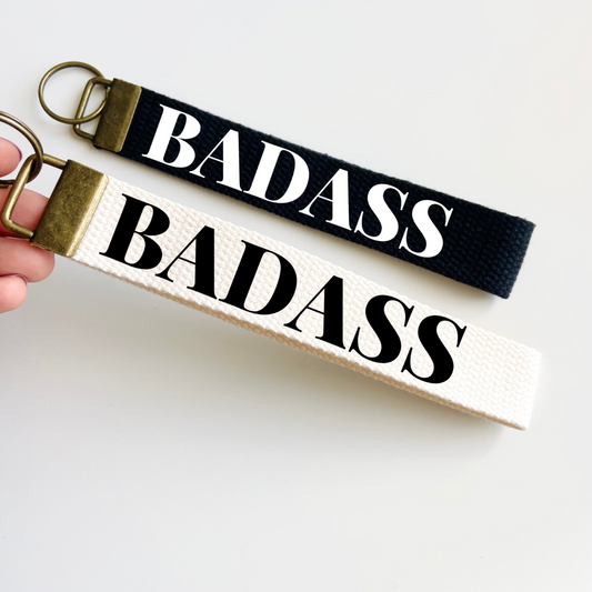 BADASS Keychain Wristlet 🔥✨ | Bold Canvas Key Fob for Women | Empowerment Gift | Fierce & Functional Key Holder for Baddies