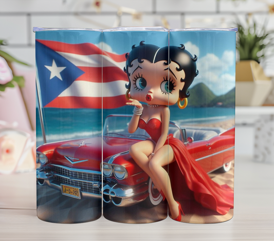 Betty Boop Puerto Rican Red Car 20oz Tumbler