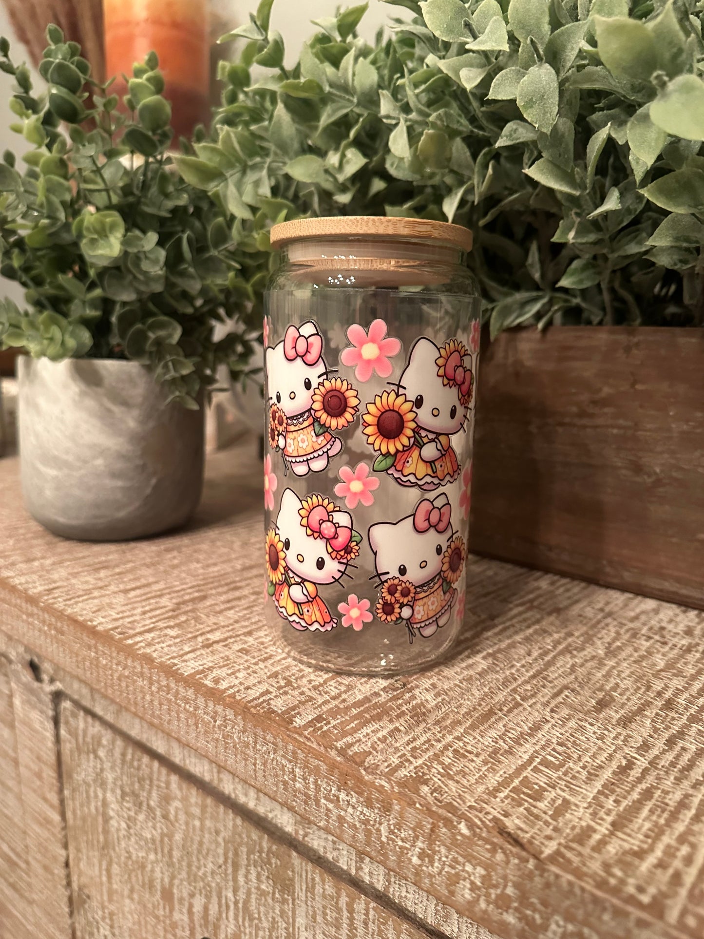 16oz “Hello Kitty Sunflower” UV DTF Libby