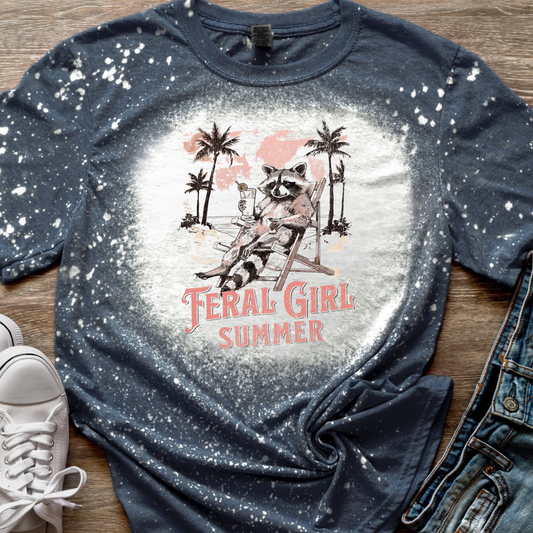 Feral Girl Summer Bleached Tee Navy