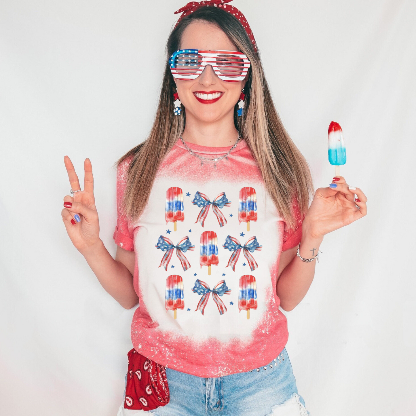 4th Of July Ice Cream & Bows Tee Cardinal