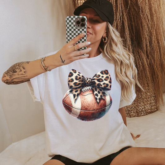 Leopard Coquette Football Tshirt