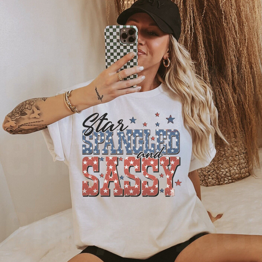 Star Spangled Sassy White Tee